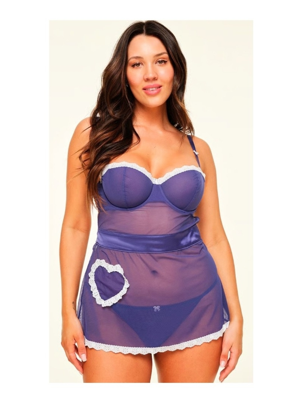 NWOT Adore Me Lola Babydoll Sheer Purple Lace-Trim Chemise Nightdress 3X